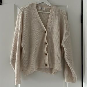 Mango: cream crop cardigan. Size US L